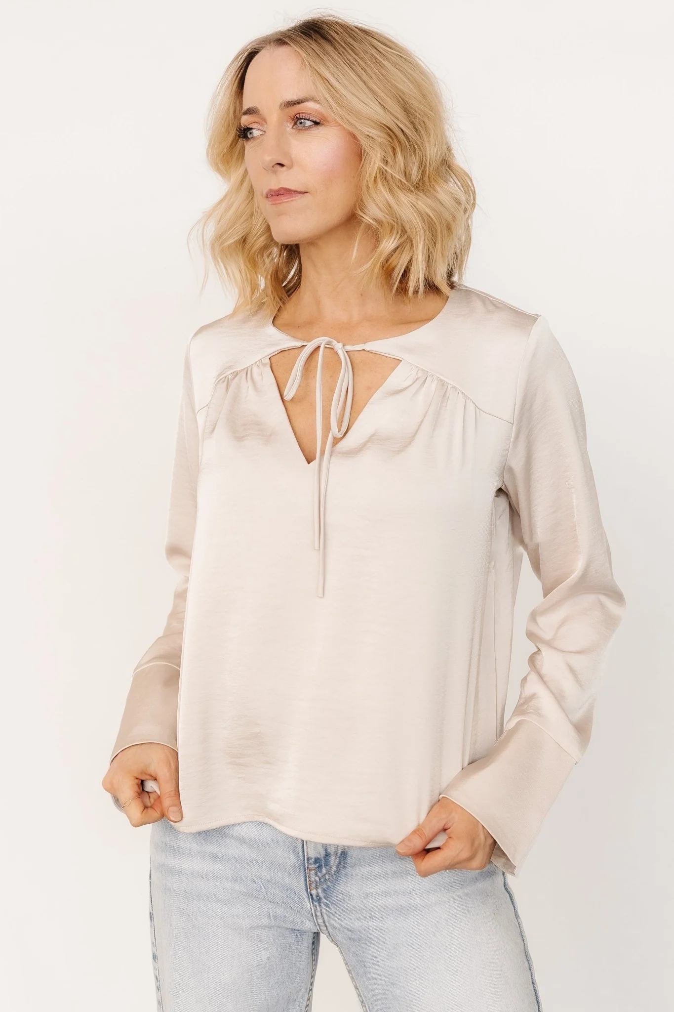 Westminster Satin Top | Pearl - Jamoozus