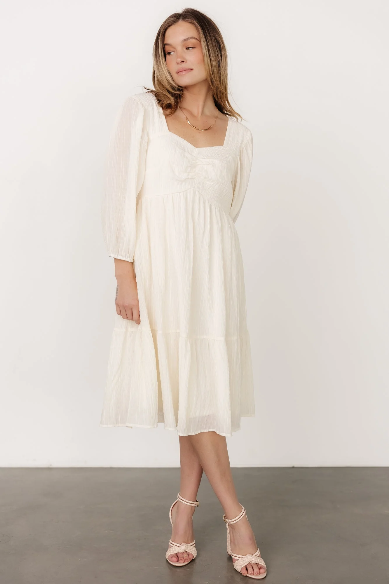Vaeda Midi Dress | Cream - Jamoozus