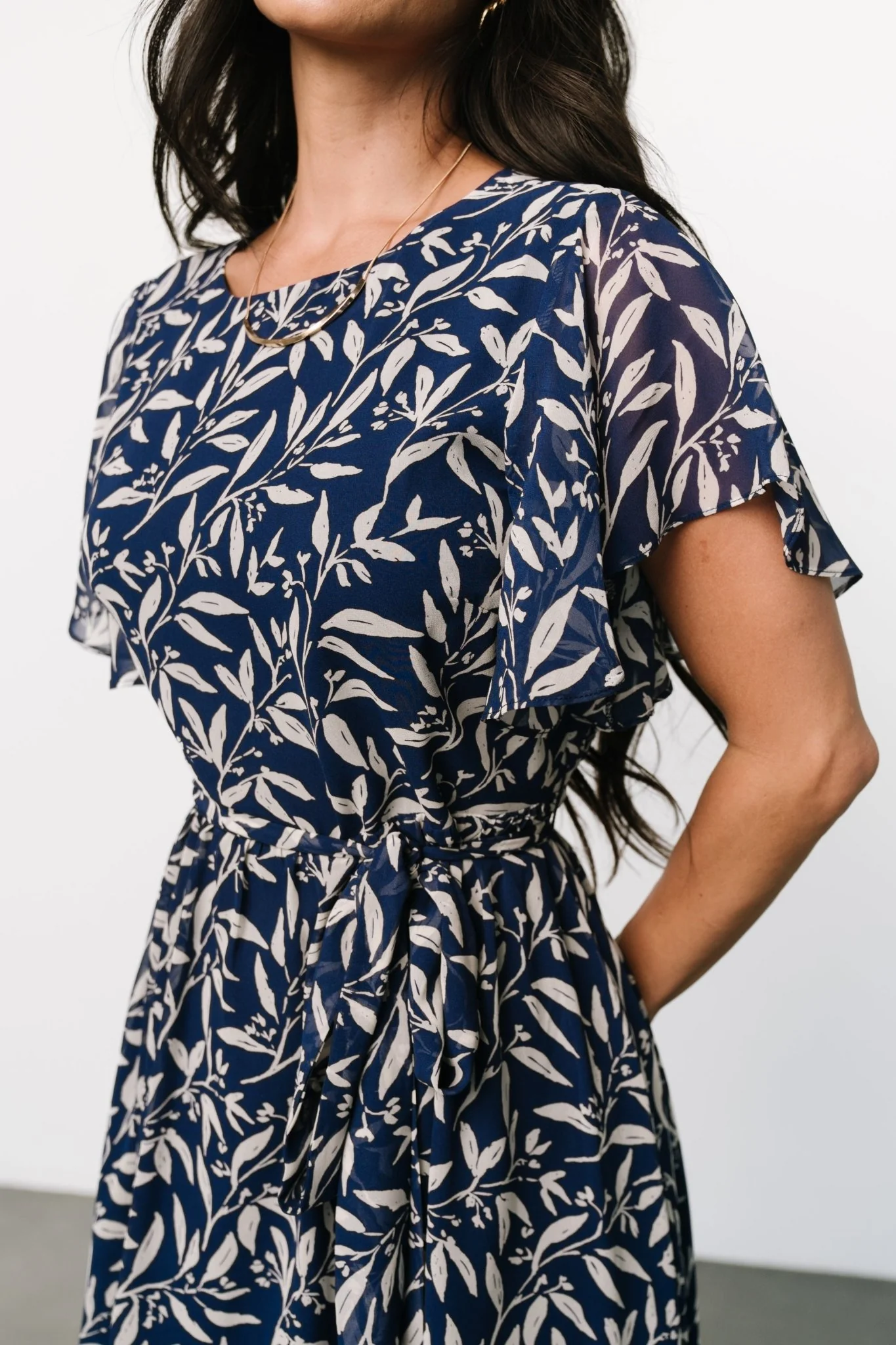Laurel Midi Dress | Blue + Gray Floral - Jamoozus