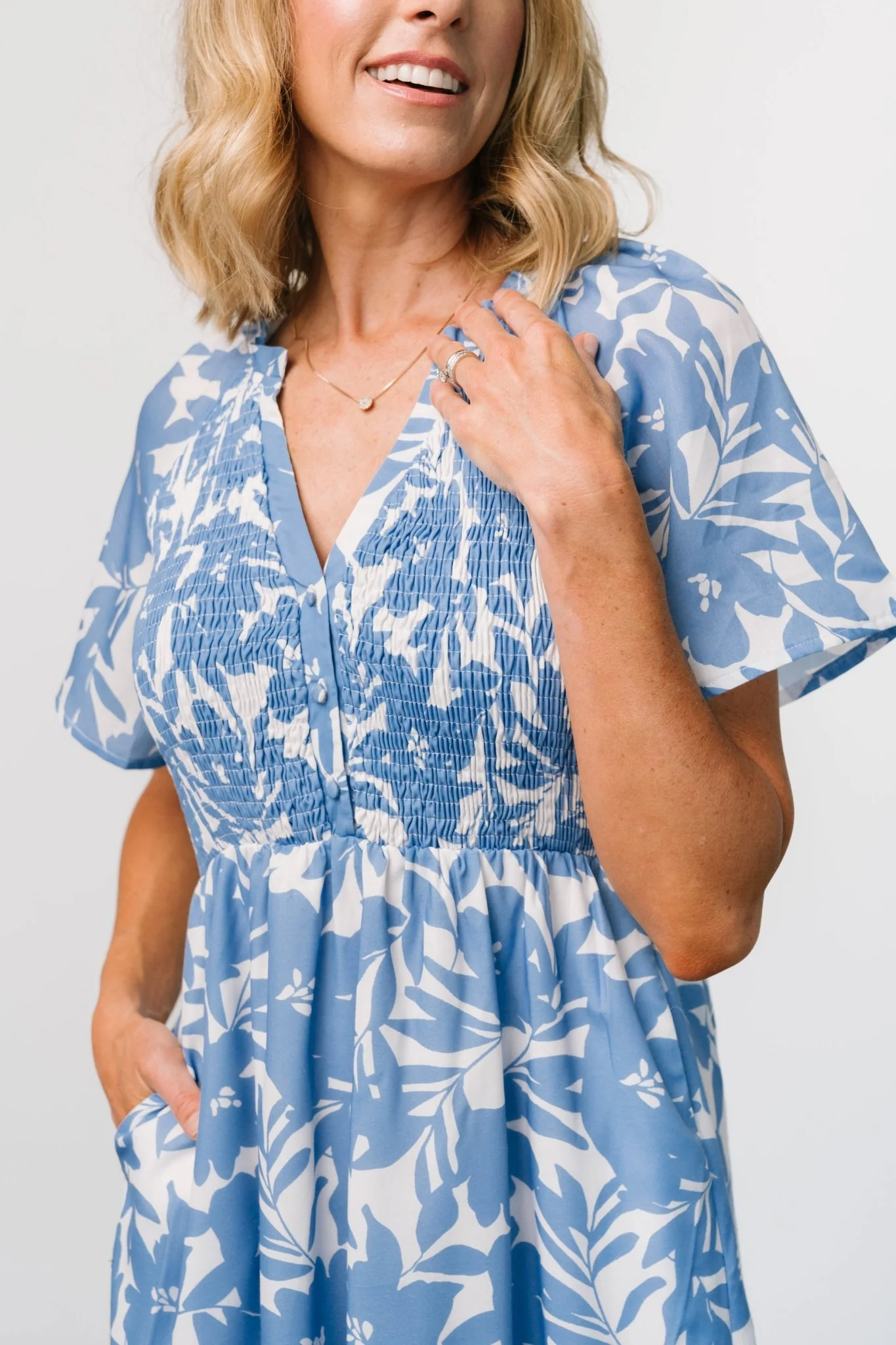 Annise Midi Dress | Blue Floral - Jamoozus
