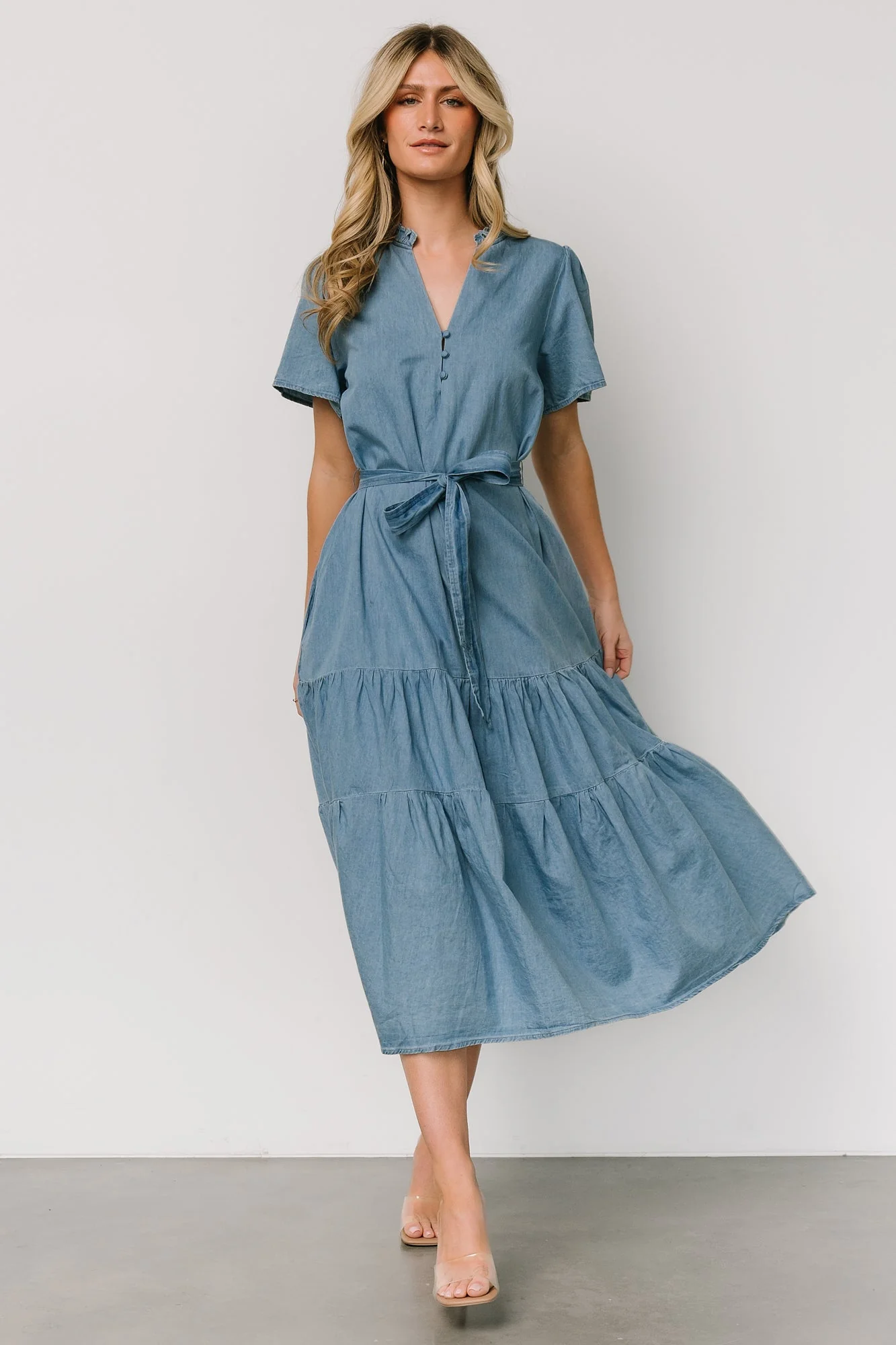 Lisa Midi Dress | Chambray - Jamoozus