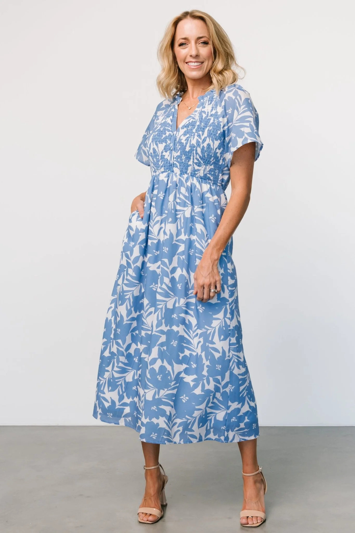 Annise Midi Dress | Blue Floral - Jamoozus