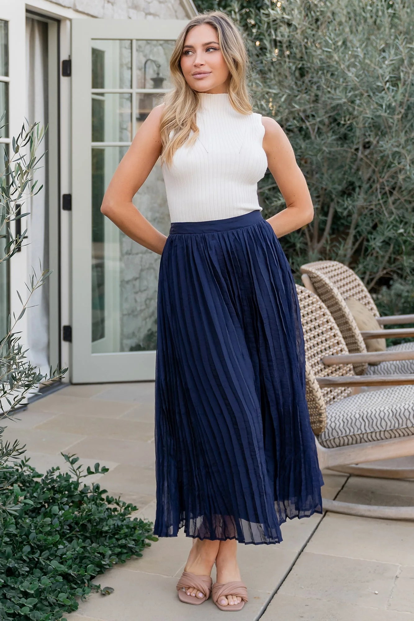 Cyra Midi Skirt | Navy - Jamoozus
