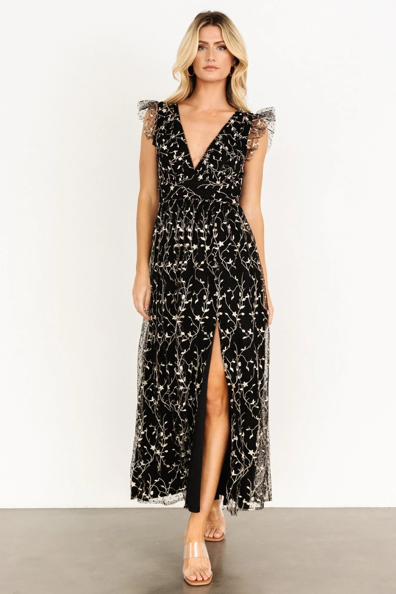 Orza Embroidered Maxi Dress | Black - Jamoozus